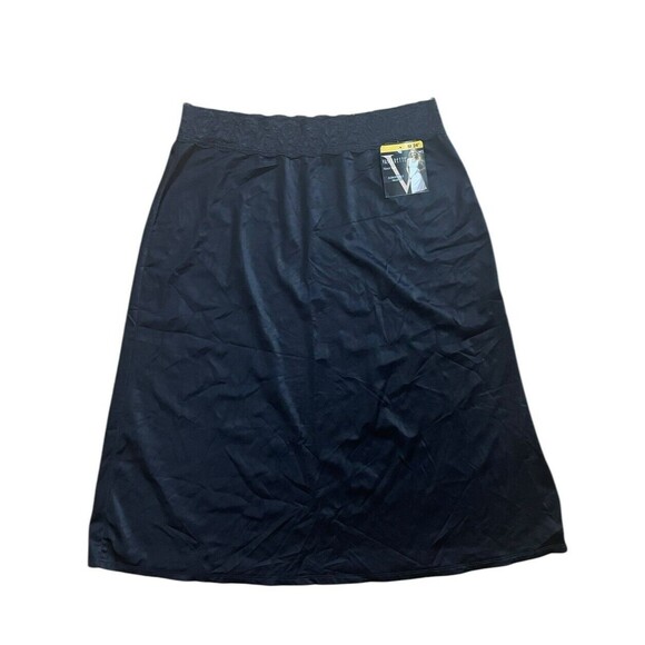 Vanity Fair Vassarette Half Slip Womens M 24” Long Black Sable Lace Waist - Picture 3 of 9